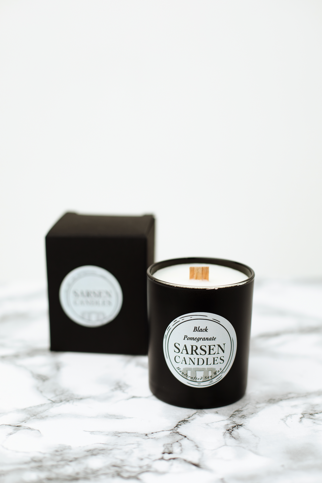 Black Pomegranate Scented Woodwick Soy Glass Candles