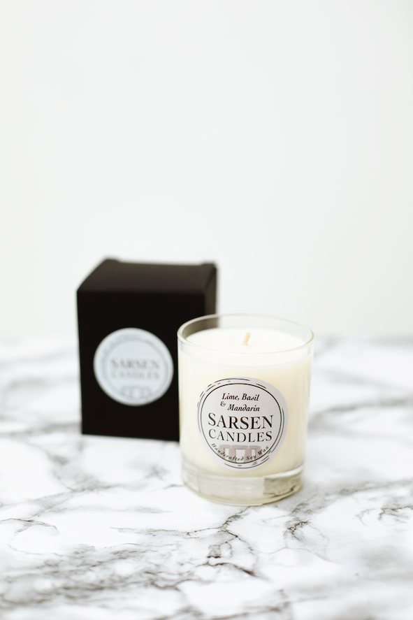 Lime, Basil & Mandarin  Scented Soy Glass Candles